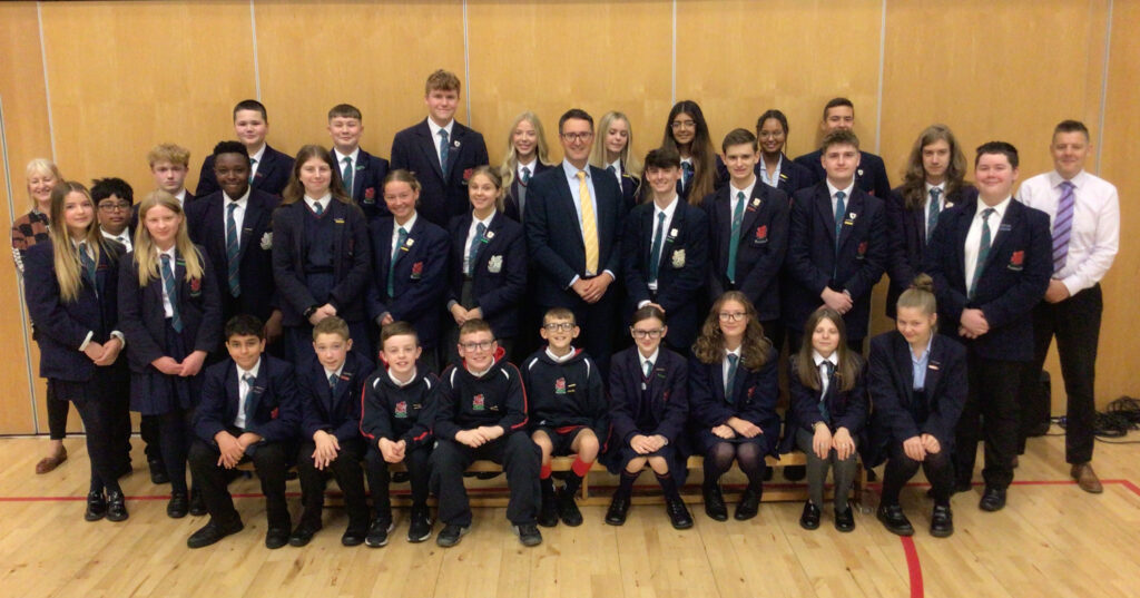 School council members with principal and senior teachers