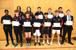 UK Senior Maths Challenge students with their certificates